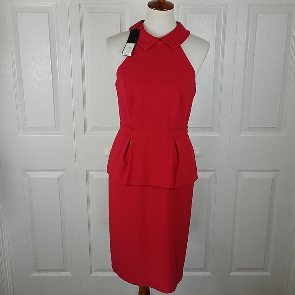 BCBG Red Sleeveless Dress w Peplum NWT